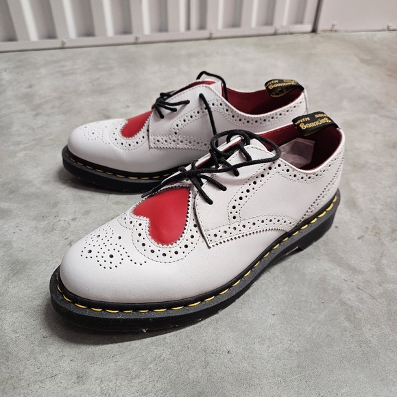Martens White and Red Heart Joyce Heart Shoes RARE